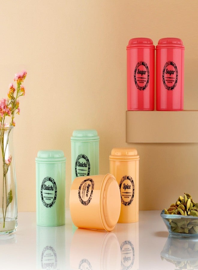 DEW MAT Kitchen Storage Containers Set plastic, 8 Piece Spice Jars with Lids, Multi-Colored Canisters for Masala, Sugar, Mirch, Haldi ETC... - Image 4